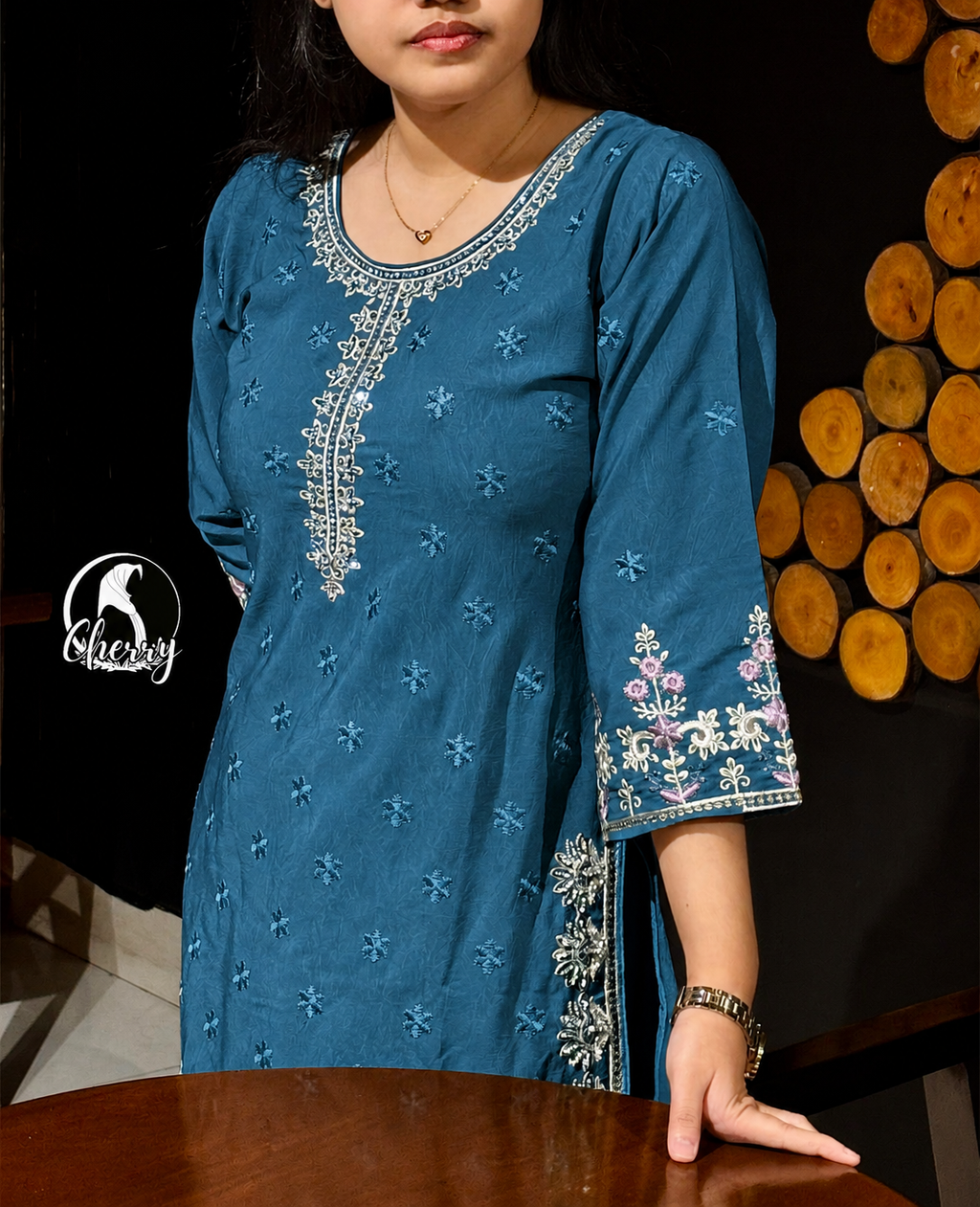 Pakistani Inspired Embroidered Dress - Blue