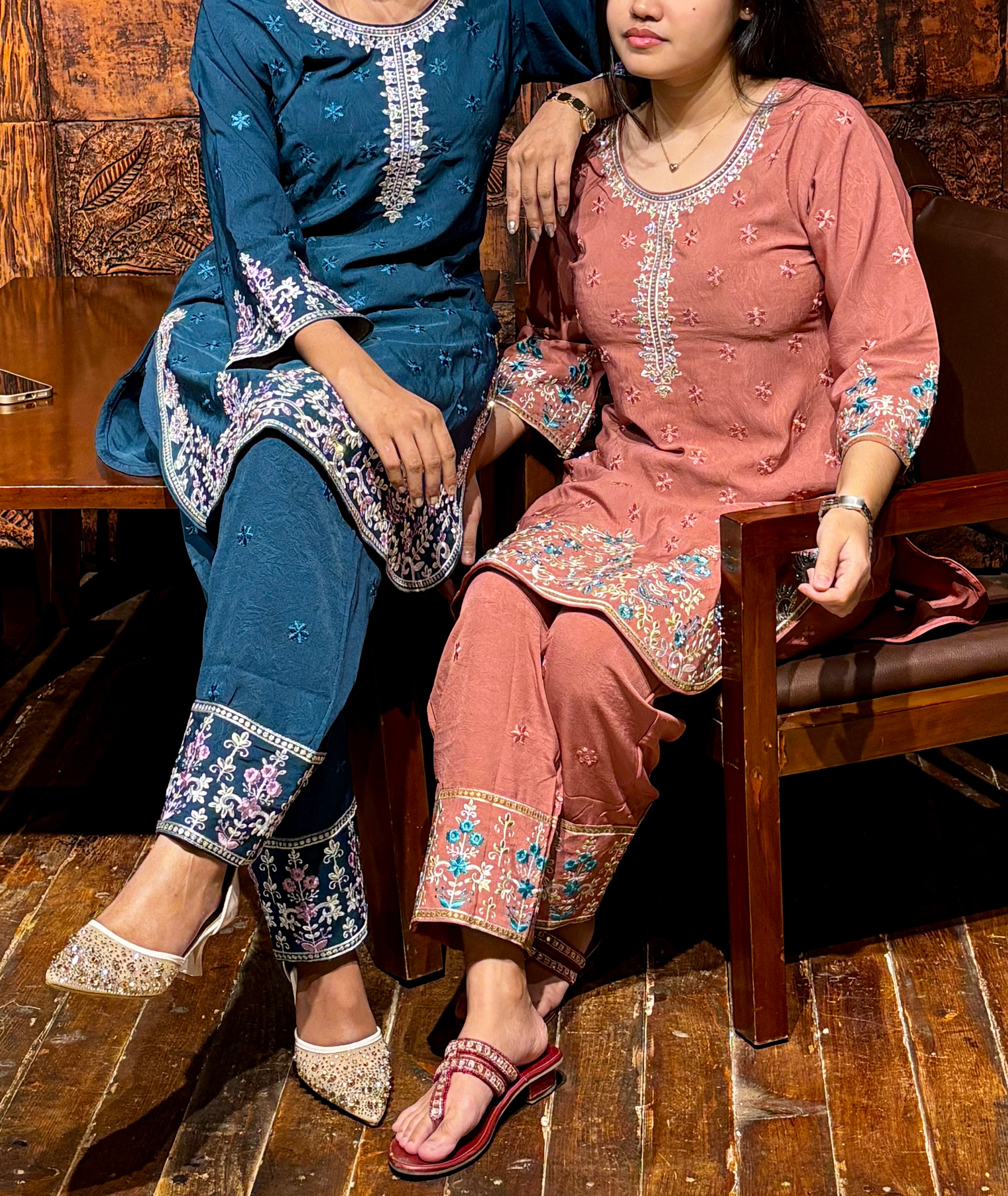 Pakistani Inspired Embroidered Dress - Blue