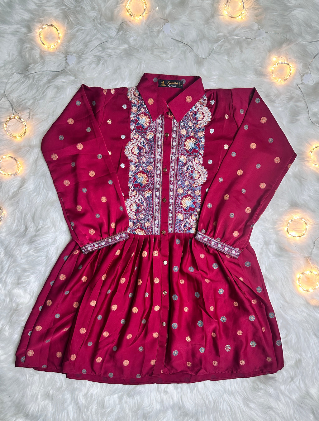Silk Printed Co-ord Set - Red
