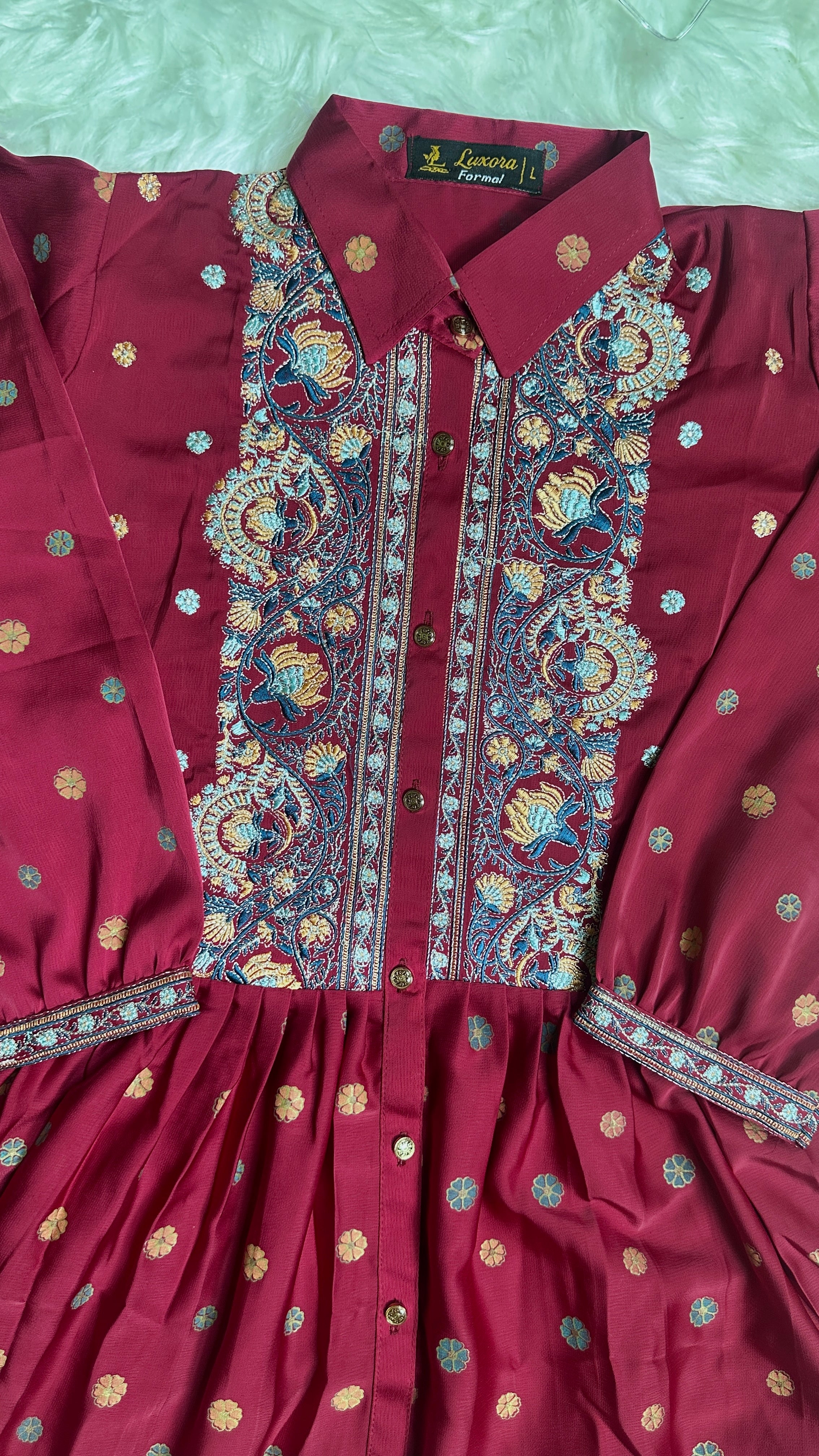 Silk Printed Co-ord Set - Red