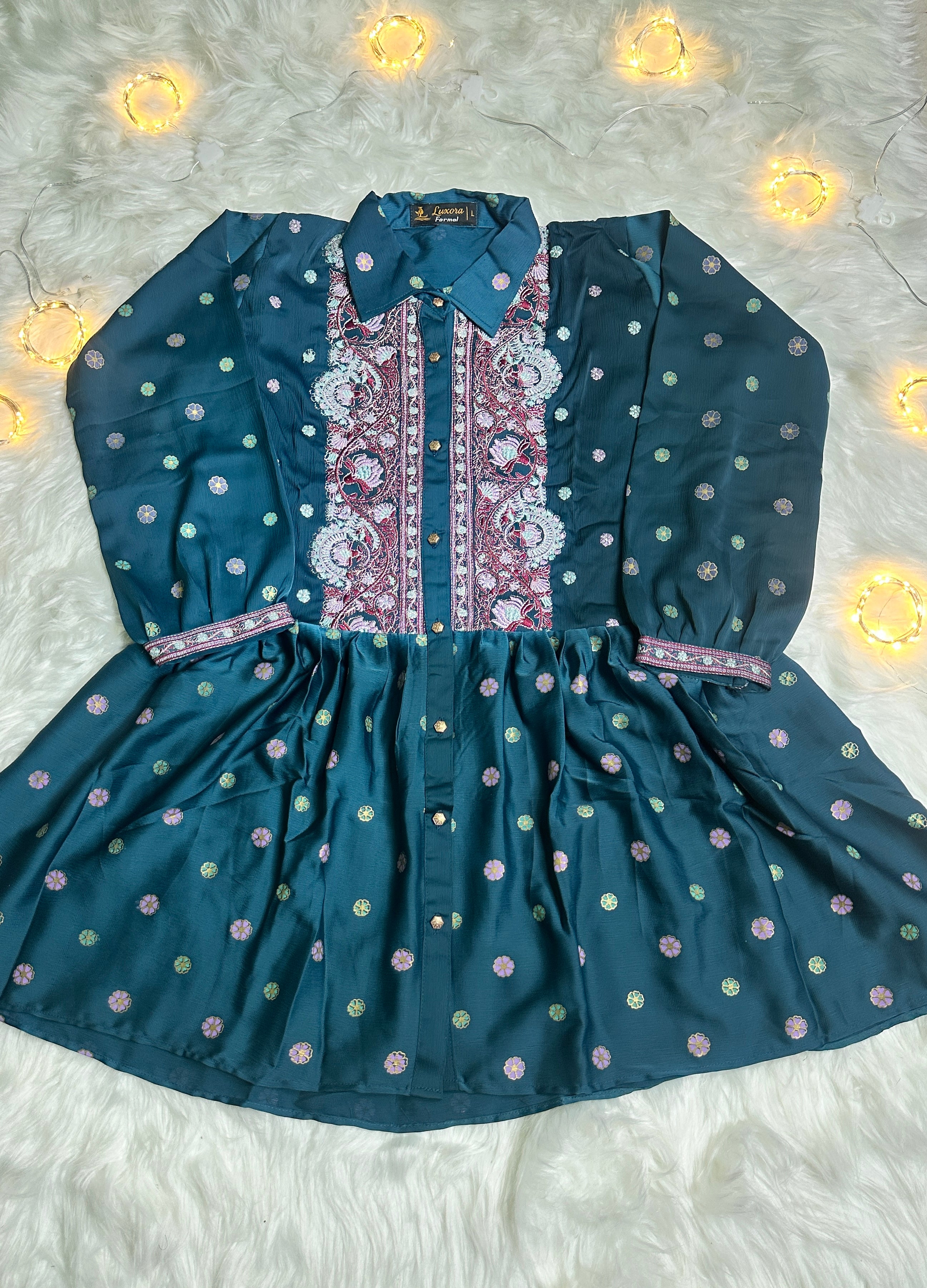 Silk Printed Co-ord Set - Bottle Green